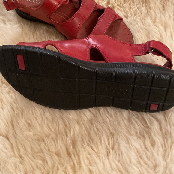 Ecco Shoes Ecco Babett Womens Brick Red Leather Strap Womens